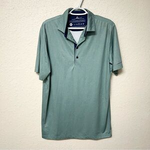 Boston Scott Polo Shirt Mens Green Skull Print Golf Performance UPF Stretch Sz M